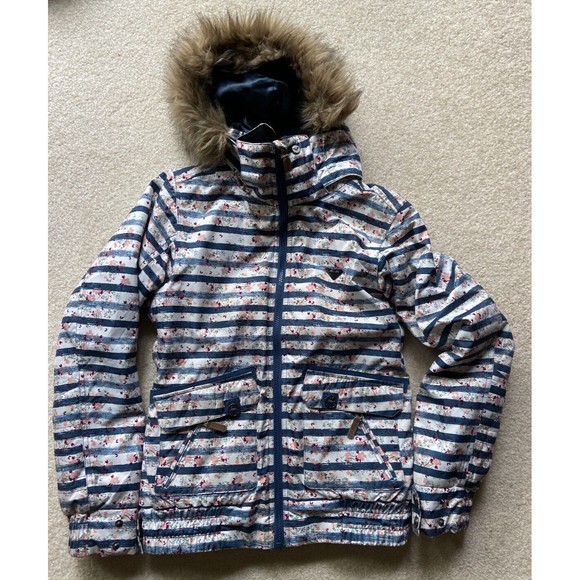 ROXY Torah Bright liberty XS jacket stripe floral Hood - Picture 1 of 4